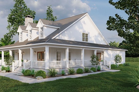 Exterior - Front Elevation 4 for Farmhouse House Plan #923-318 - 3 bed, 3 bath