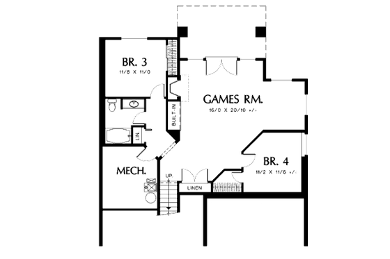 Floor Plan - Lower Floor for Craftsman House Plan #48-286 - 4 bed, 3 bath