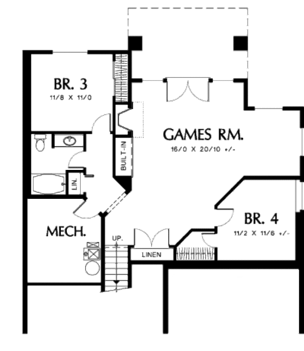 Architectural House Design - Craftsman Floor Plan - Lower Floor Plan #48-286
