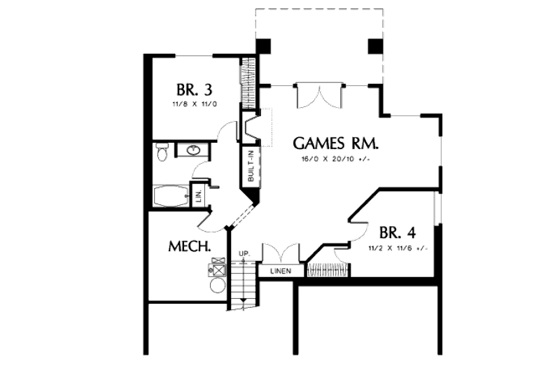 Home Plan - Floor Plan - Lower Floor for Craftsman House Plan #48-286 - 4 bed, 3 bath