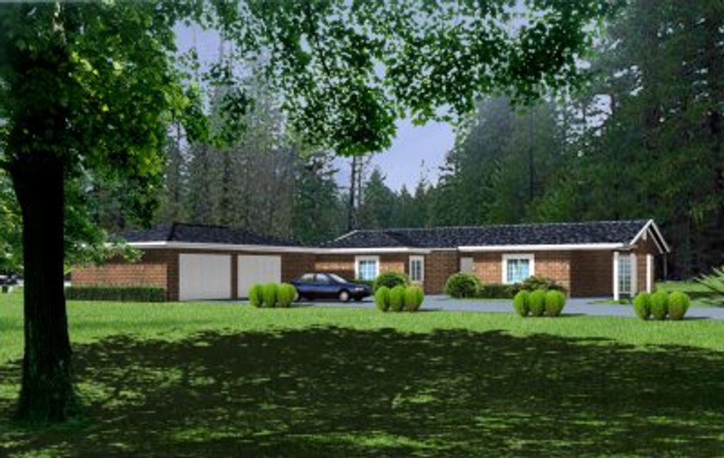 Exterior - Front Elevation 2 for Ranch House Plan #1-344 - 2 bed, 2 bath