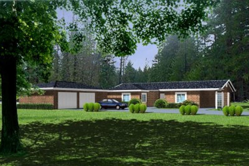 Exterior - Front Elevation 2 for Ranch House Plan #1-344 - 2 bed, 2 bath