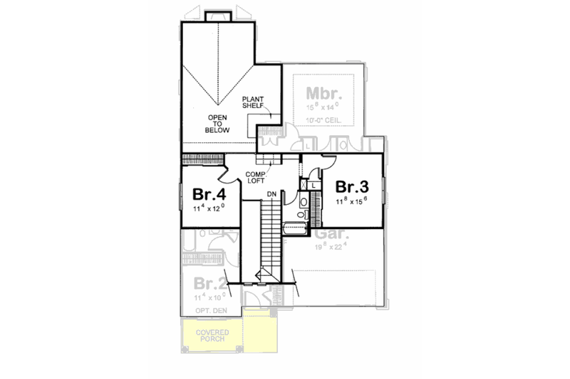 House Blueprint - Floor Plan - Upper Floor for Farmhouse House Plan #20-1233 - 4 bed, 3 bath