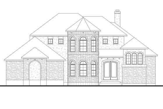 Exterior - Front Elevation 3 for European House Plan #80-168 - 4 bed, 3 bath