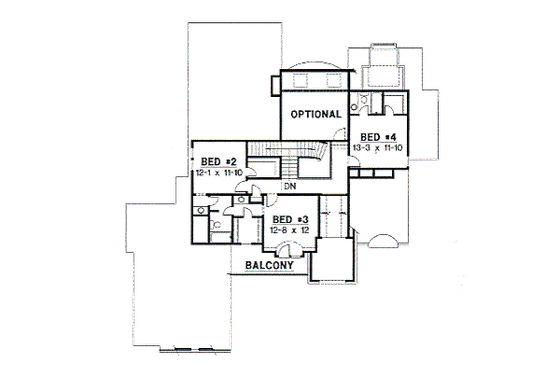 Floor Plan - Upper Floor for European House Plan #67-428 - 4 bed, 3.5 bath