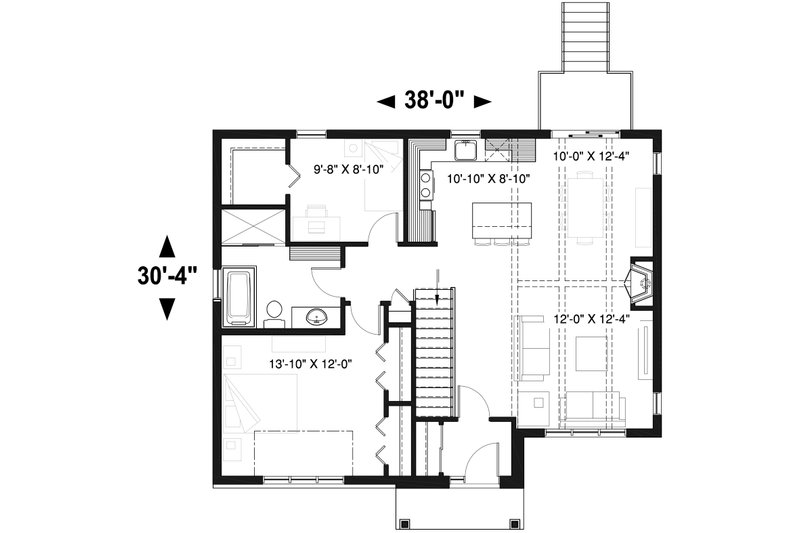 House Plan Design - Floor Plan - Main Floor for Craftsman House Plan #23-2664 - 2 bed, 1 bath
