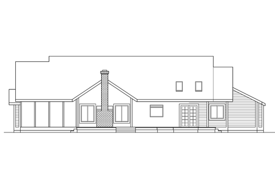 Exterior - Rear Elevation for Ranch House Plan #124-413 - 4 bed, 2 bath