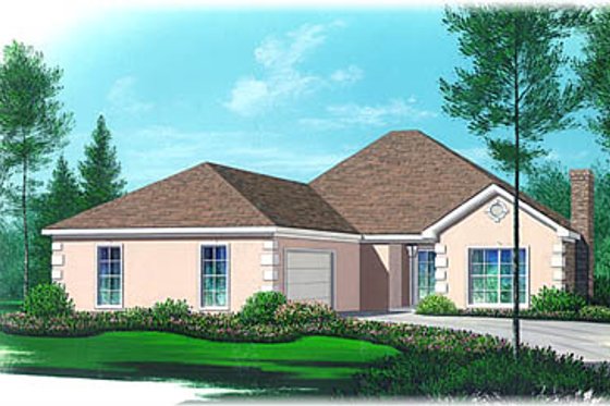 Exterior - Front Elevation for European House Plan #15-140 - 3 bed, 2.5 bath
