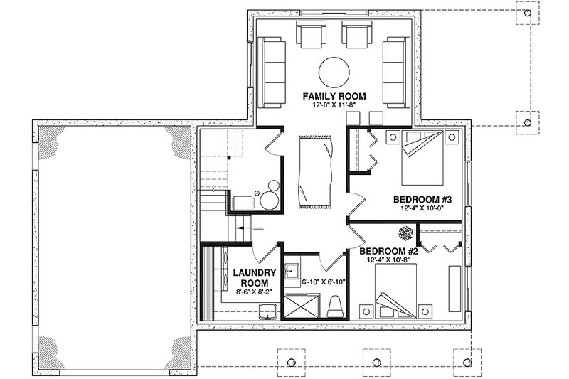 House Blueprint - Floor Plan - Lower Floor for Country House Plan #23-2790 - 3 bed, 2.5 bath