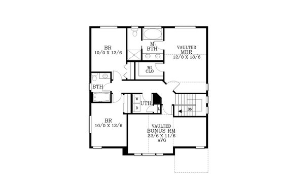 Floor Plan - Upper Floor for Craftsman House Plan #53-510 - 3 bed, 2.5 bath