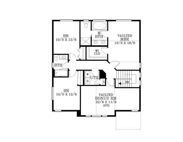 Craftsman Floor Plan - Upper Floor Plan #53-510