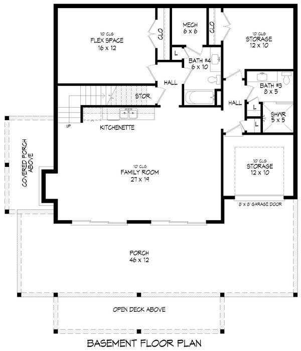 Country Floor Plan - Lower Floor Plan #932-1254