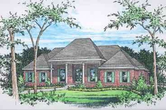 Exterior - Front Elevation for European House Plan #15-294 - 4 bed, 3.5 bath