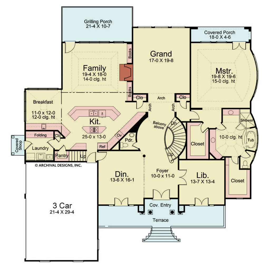 Floor Plan - Main Floor for Classical House Plan #119-113 - 4 bed, 4.5 bath