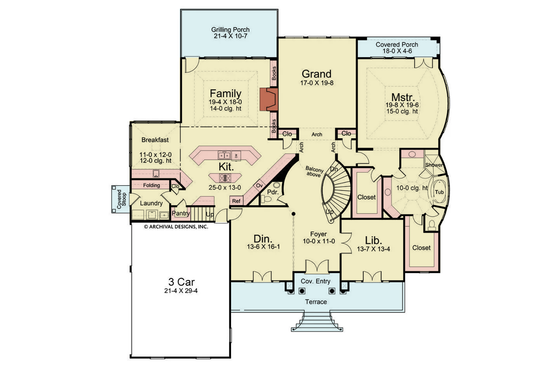 Floor Plan - Main Floor for Classical House Plan #119-113 - 4 bed, 4.5 bath