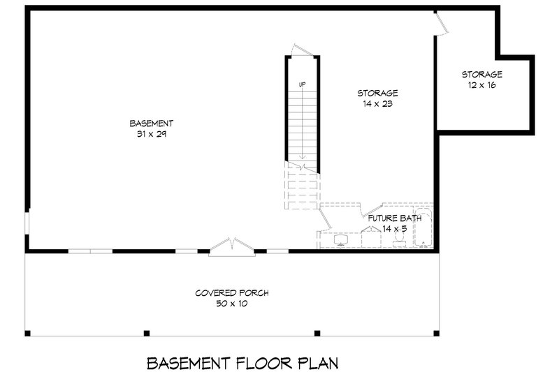 House Design - Floor Plan - Lower Floor for Farmhouse House Plan #932-1013 - 2 bed, 3 bath