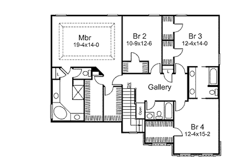 Dream House Plan - Floor Plan - Upper Floor for Traditional House Plan #57-387 - 4 bed, 3.5 bath