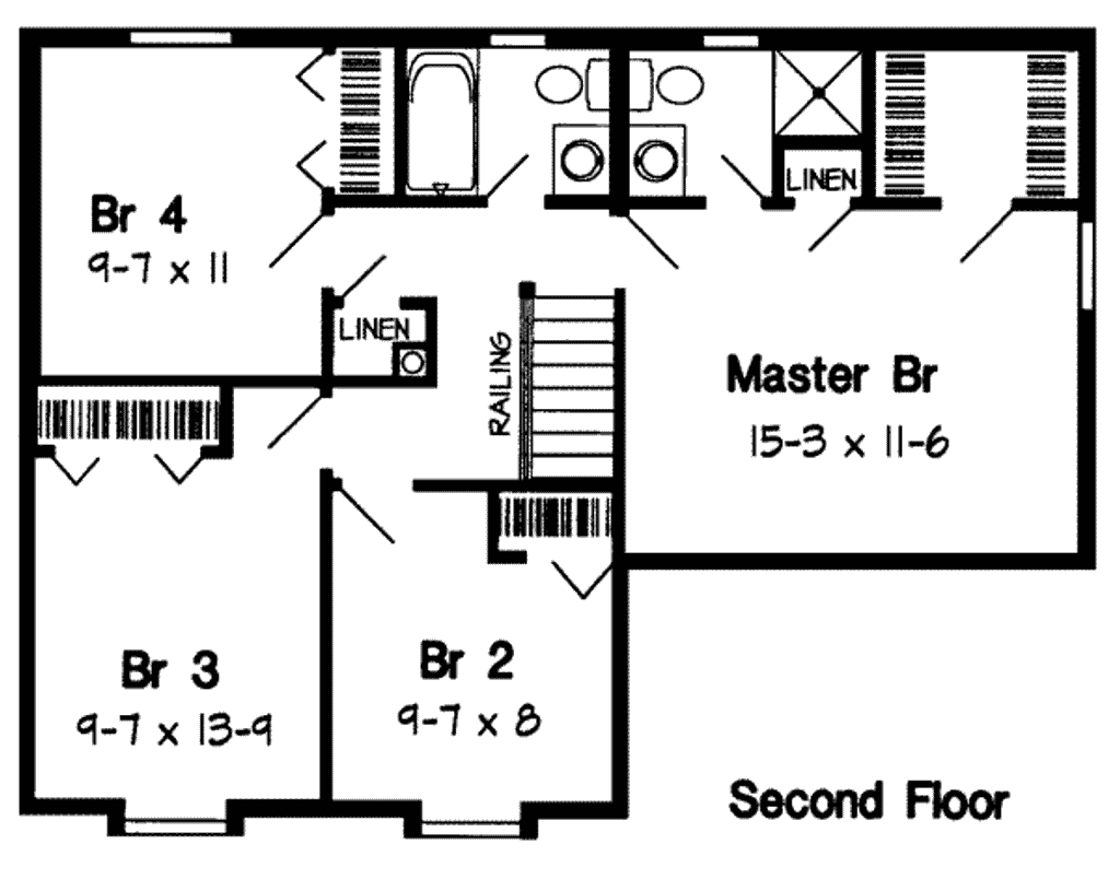 Floor Plan - Upper Floor for Country House Plan #312-547 - 4 bed, 2.5 bath