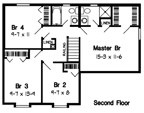 Floor Plan - Upper Floor for Country House Plan #312-547 - 4 bed, 2.5 bath