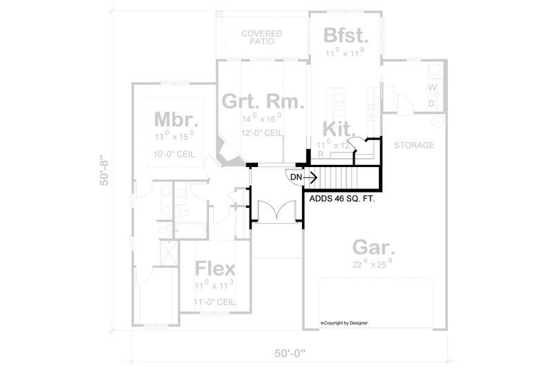 House Blueprint - Floor Plan - Other Floor for Modern House Plan #20-2608 - 2 bed, 2 bath