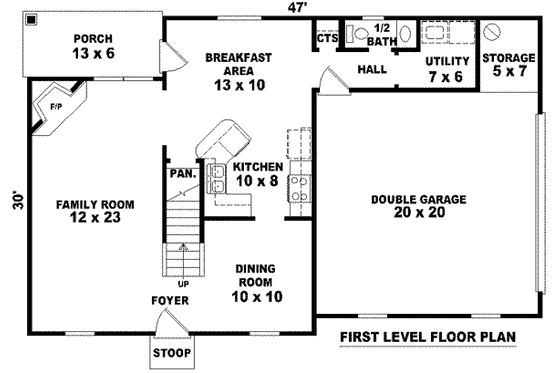 Floor Plan - Main Floor for European House Plan #81-1365 - 3 bed, 2.5 bath