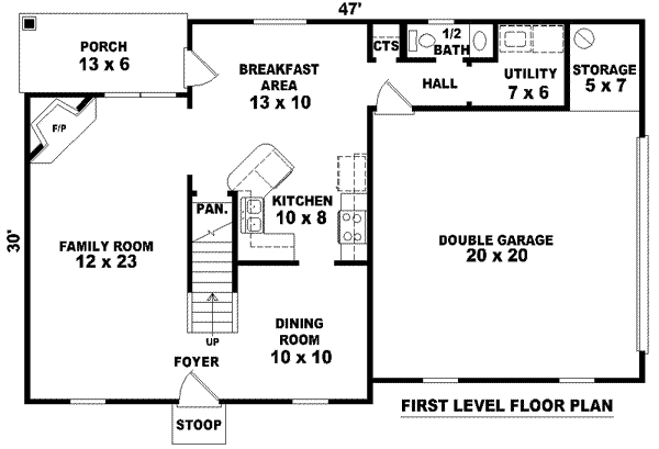 Floor Plan - Main Floor for European House Plan #81-1365 - 3 bed, 2.5 bath