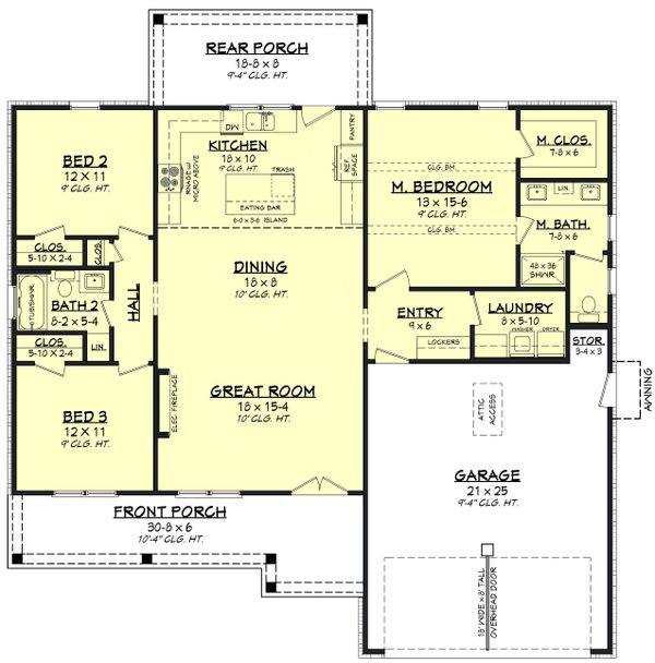 Architectural House Design - Floor Plan - Main Floor for Farmhouse House Plan #430-428 - 3 bed, 2 bath