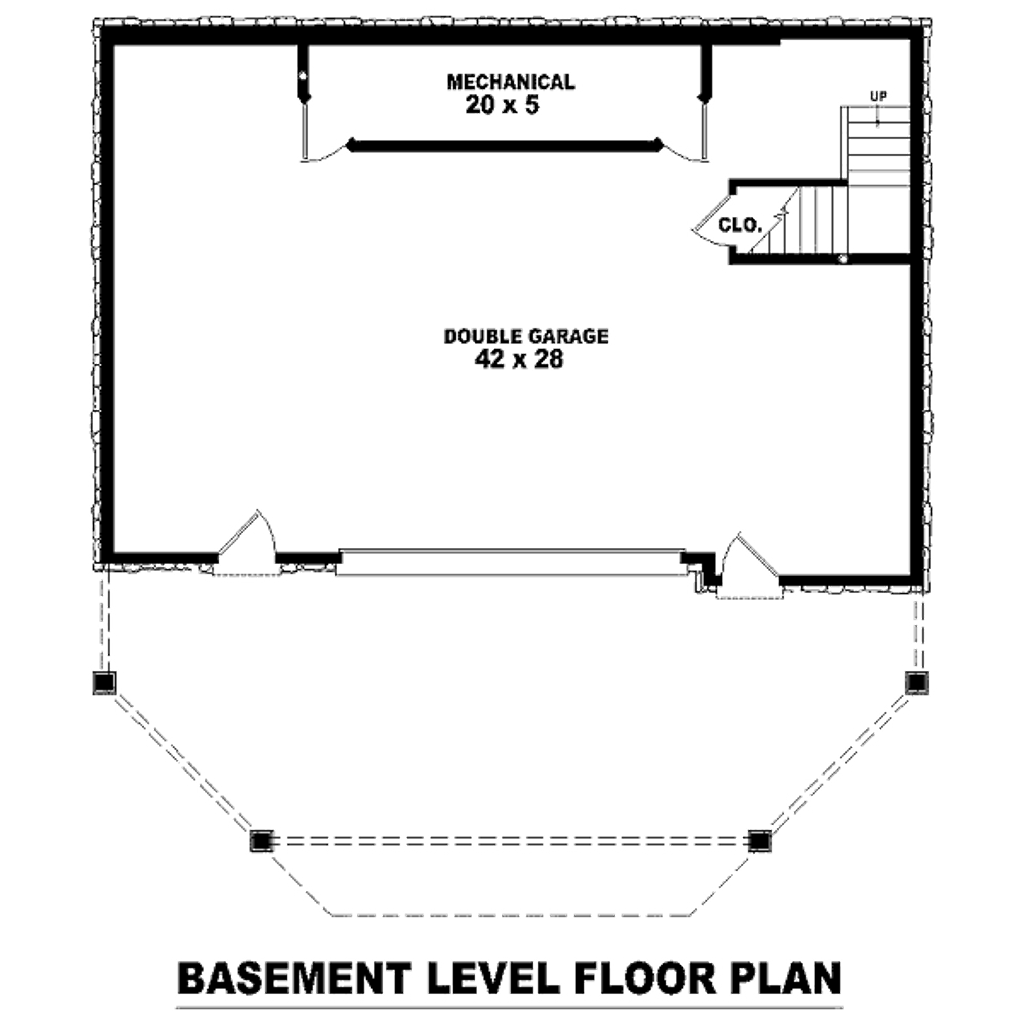 Floor Plan - Lower Floor for Cottage House Plan #81-1391 - 2 bed, 3 bath