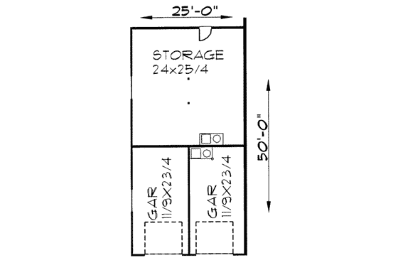 Floor Plan - Lower Floor for Traditional House Plan #303-389 - 2 bed, 1.5 bath