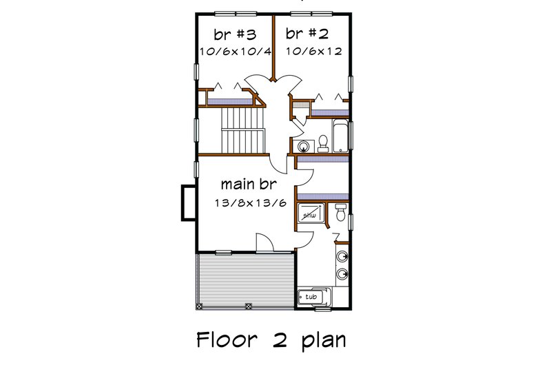 Architectural House Design - Floor Plan - Upper Floor for Craftsman House Plan #79-344 - 3 bed, 2.5 bath