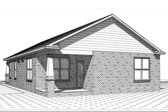 Exterior - Rear Elevation for Craftsman House Plan #63-386 - 3 bed, 2 bath