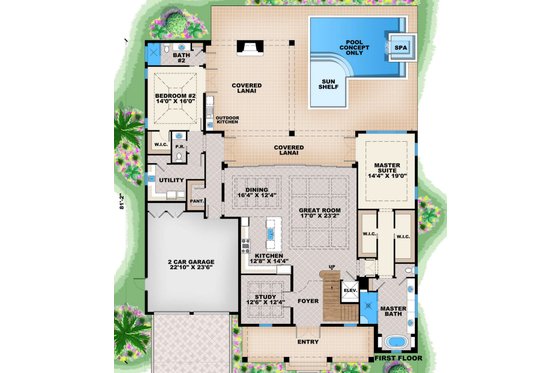 Floor Plan - Main Floor for Traditional House Plan #27-555 - 5 bed, 5.5 bath