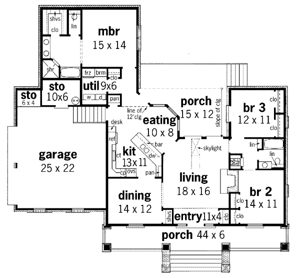 House Plan Design - Colonial Floor Plan - Main Floor Plan #45-123
