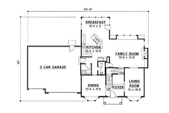 Floor Plan - Main Floor for Traditional House Plan #67-561 - 4 bed, 3.5 bath