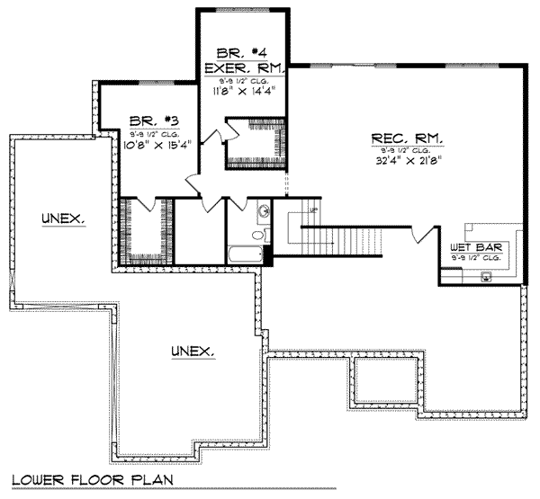 House Plan Design - Colonial Floor Plan - Lower Floor Plan #70-811