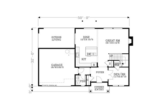 Floor Plan - Main Floor for Craftsman House Plan #53-654 - 6 bed, 2.5 bath