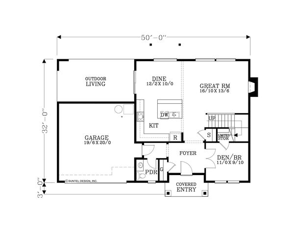 Home Plan - Craftsman Floor Plan - Main Floor Plan #53-654
