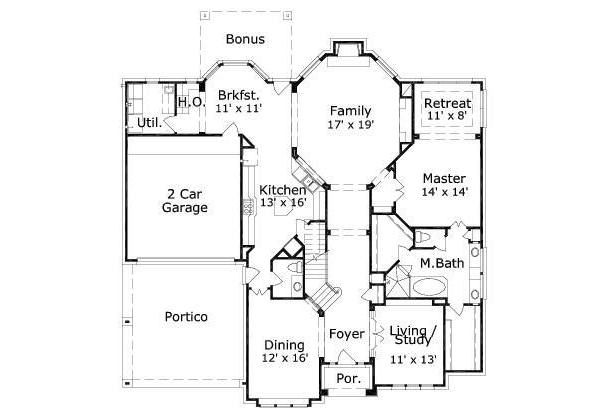 Colonial Floor Plan - Main Floor Plan #411-300