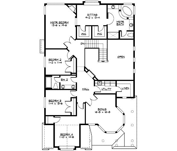 Victorian Floor Plan - Upper Floor Plan #132-132
