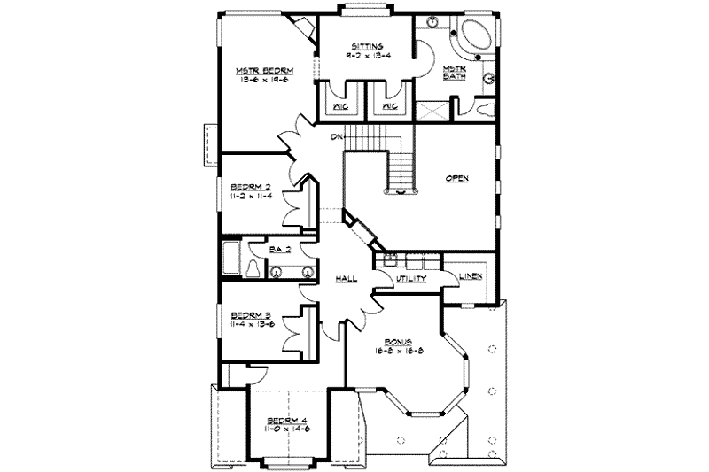 Architectural House Design - Floor Plan - Upper Floor for Victorian House Plan #132-132 - 4 bed, 2.5 bath