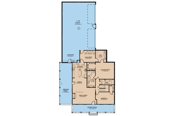 Floor Plan - Main Floor for Farmhouse House Plan #923-67 - 3 bed, 3 bath