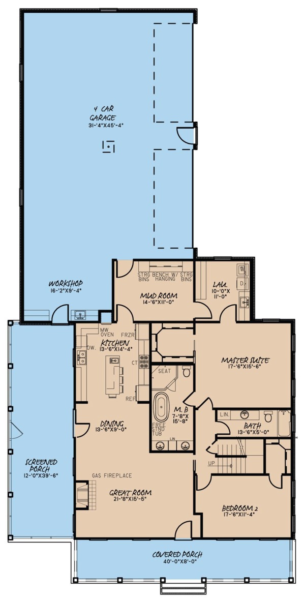 Home Plan - Farmhouse Floor Plan - Main Floor Plan #923-67