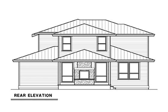 Exterior - Rear Elevation 1 for Contemporary House Plan #1070-18 - 3 bed, 2.5 bath