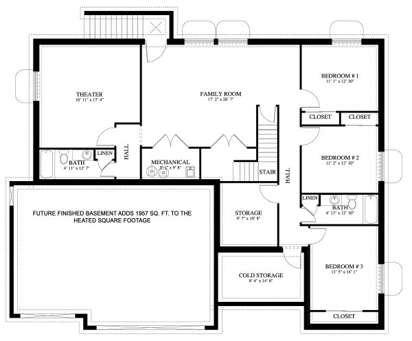 House Design - Traditional Floor Plan - Lower Floor Plan #1060-46