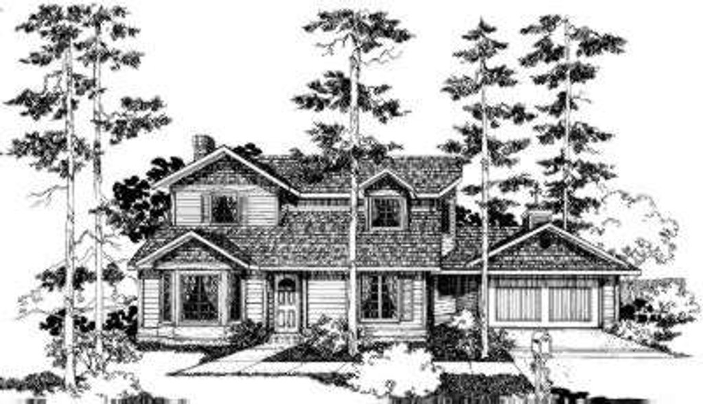 Exterior - Front Elevation 2 for Traditional House Plan #303-438 - 3 bed, 2.5 bath