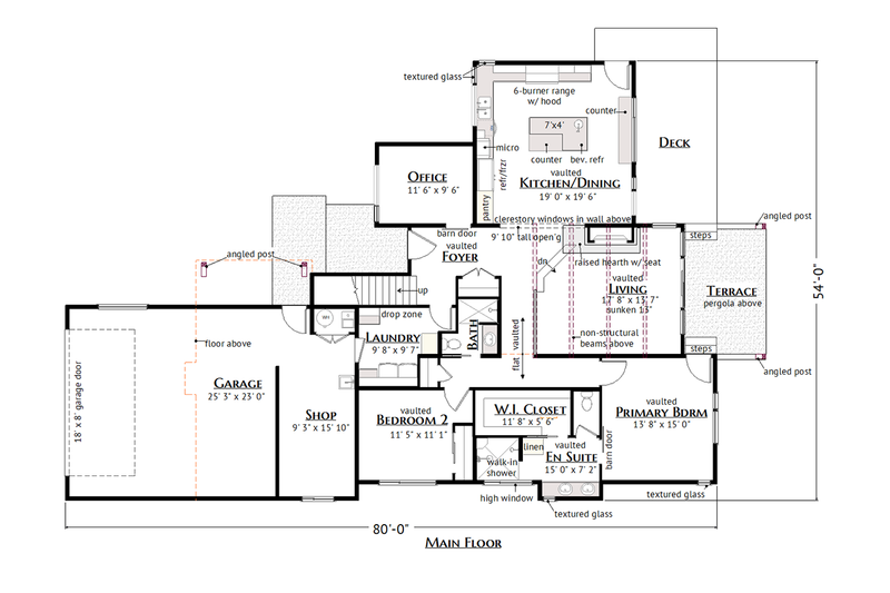 House Design - Floor Plan - Main Floor for Modern House Plan #1099-12 - 3 bed, 3 bath