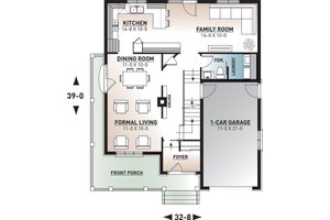 Floor Plan - Main Floor for Farmhouse House Plan #23-864 - 4 bed, 2.5 bath