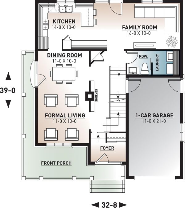 House Plan Design - Farmhouse Floor Plan - Main Floor Plan #23-864