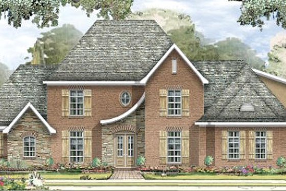 Exterior - Front Elevation for European House Plan #424-218 - 4 bed, 4.5 bath