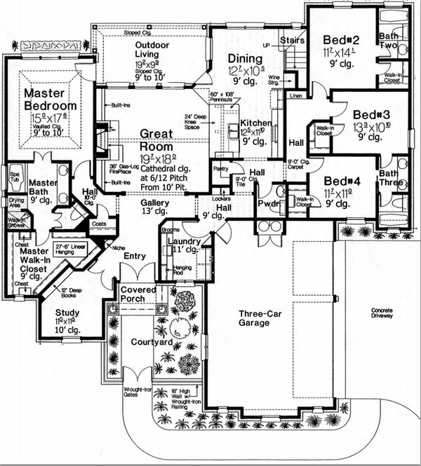 Mediterranean Floor Plan - Main Floor Plan #310-979